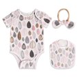 thumbnail image 1 of Baby Girl Layette Set (3-Pcs) - Bodysuit, Bibs & Headhand - Newborn Essentials, 1 of 10