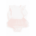thumbnail image 1 of Baby Girl Long/Cap Sleeve Ruffle Cotton Romper with Tulle Tutu Skirt&nbsp;(90/12-18 Months, White Long Sleeve), 1 of 4