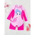 thumbnail image 1 of Baby Girl Long Sleeve Mermaid Decor One-Piece Swimsuit, Cute Sun-Protective Beachwear For Summer, 1 of 4
