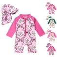 thumbnail image 1 of Baby Girl Long Sleeve Rash Guard Swimsuit with Sun Hat, Tropical Floral One Piece Bathing Suit Beach Outfit Girls Swimsuits Toddler, 1 of 9