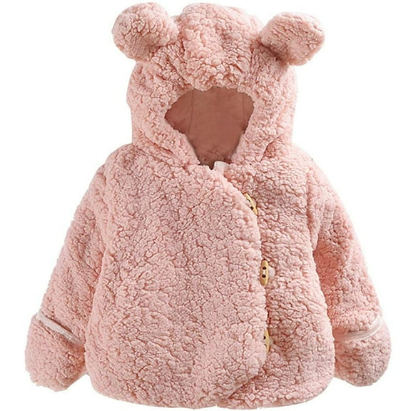 Baby Girl Long Sleeve Shirt Baby Infant Girls Boys Winter Hooded Coat Cloak Jacket Thick Warm Clothes Toddler Baby Girls Sweatshirts Pinks 80