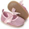 thumbnail image 1 of Baby Girl Mary Jane Flats Shoes Non Slip Soft Sole Infant Toddler First Walker Wedding Princess Dress Crib Shoes, 1 of 6