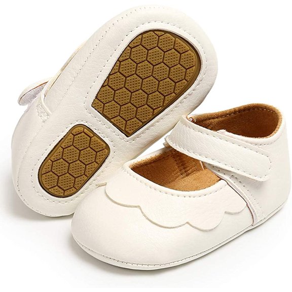 Baby Girl Mary Jane Flats Shoes Non Slip Soft Sole Infant Toddler First Walker Wedding Princess Dress Crib Shoes