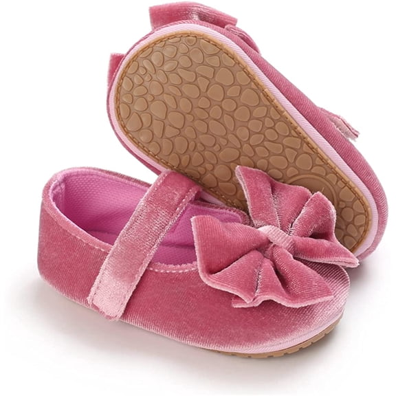 Baby Girl Mary Jane Flats Shoes Non Slip Soft Sole Infant Toddler First Walker Wedding Princess Dress Crib Shoes