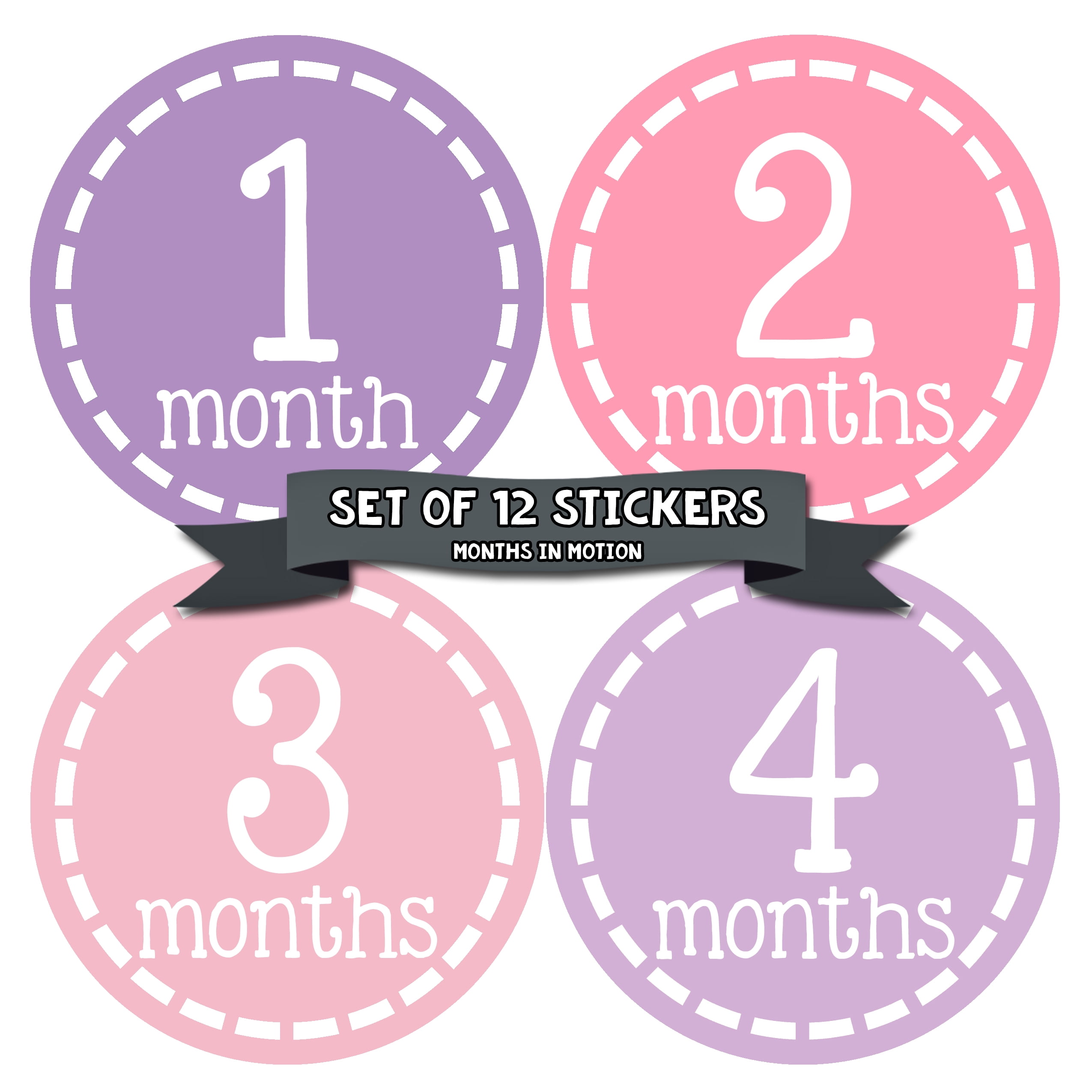 Monthly baby stickers. Pinkbow Onesie month stickers. Pink, bow, girls –  M&D Stickers