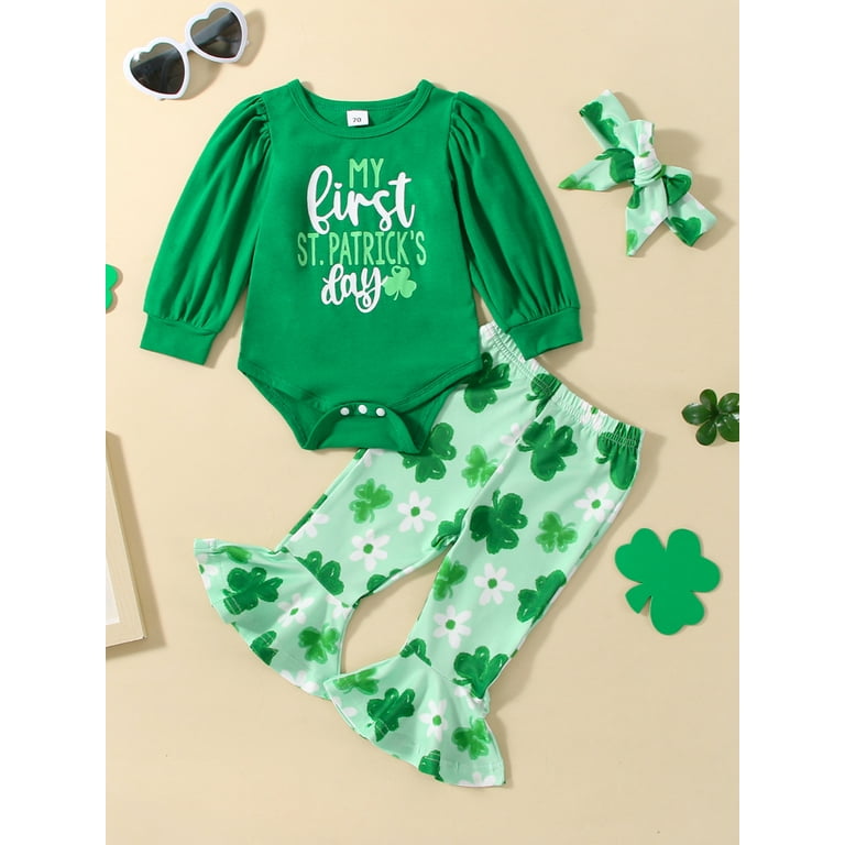 Baby Girl St. Patrick s Day Long Sleeve Bodysuit and Pants Set
