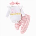 thumbnail image 1 of Baby Girl Newborn Going Home Outfit Long Sleeve Letter hi I'm new here Print Ruffle Romper+ Floral Pants + Cute Headband Sets for Fall Winter 0 3 6 Months, 1 of 7