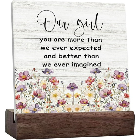 Baby Girl Nursery Decor Ceramic Desk Sign Desk Decor, Floral Baby Gift, Baby Shower Boho Baby Room Decor Sign Decorations For Home Bedroom Room Wall Tabletop Shelf Decor
