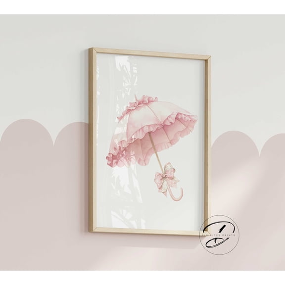 Baby Girl Nursery Wall Art, Coquette Room Decor, Preppy Wall Art, Girls Bedroom Decor, Nursery Wall Art, Parisol Umbrella Print, Bow Print Home Decor #971, Unframed Poster Size 8x12