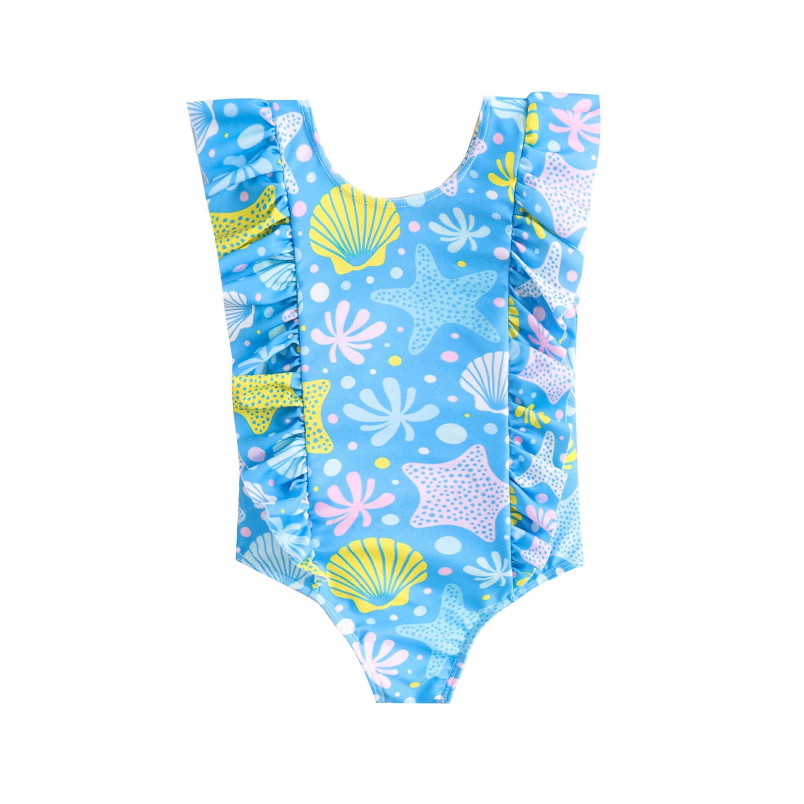 Baby Girl One-Piece Swimsuits Cute Bathing Suit Summer Ruffles Cartoon ...