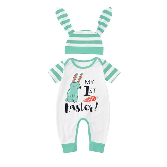 Baby Girl Onesies 0-3 Months My First Easter Baby Boy Outfit, First Easter Baby Boy Sweater Romper, Baby Boy Easter Outfit With Bunny Ear Hat