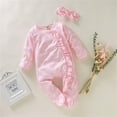 thumbnail image 1 of Baby Girl Onesies Baby Girl Boy Ruffle Polka Dot Footed Sleeper Romper Headband Clothes Outfits Set Clothes for Girls 0-3 Months, 1 of 7