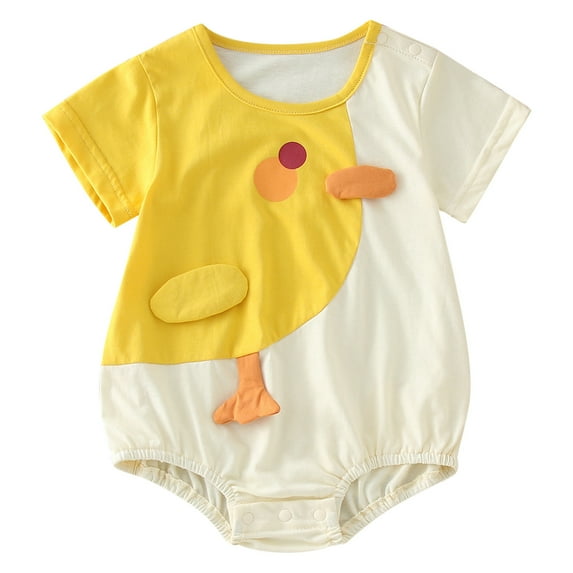 Baby Girl Onesies Bodysuits Boys Short Sleeve Cartoon Prints Clothes Baby Girl Romper Summer Outfits Yellow 3-6 Months