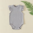 thumbnail image 1 of Baby Girl Onesies Girls Ruffle Short Sleeve Solid Casual Knitted Romper Baby Rompers Girl GY2 0-3 Months, 1 of 4