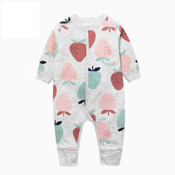 Baby Girl Onesies Footless Pjs Print Romper Jumpsuit Button Onesies Baby Clothes 3 Months-6 Months