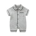 thumbnail image 1 of Baby Girl Onesies Short Sleeved Pajamas Clothing Spring Baby Home Bag Crawling Cotton Baby Girl Romper Light Gray 2 Months-3 Months, 1 of 5