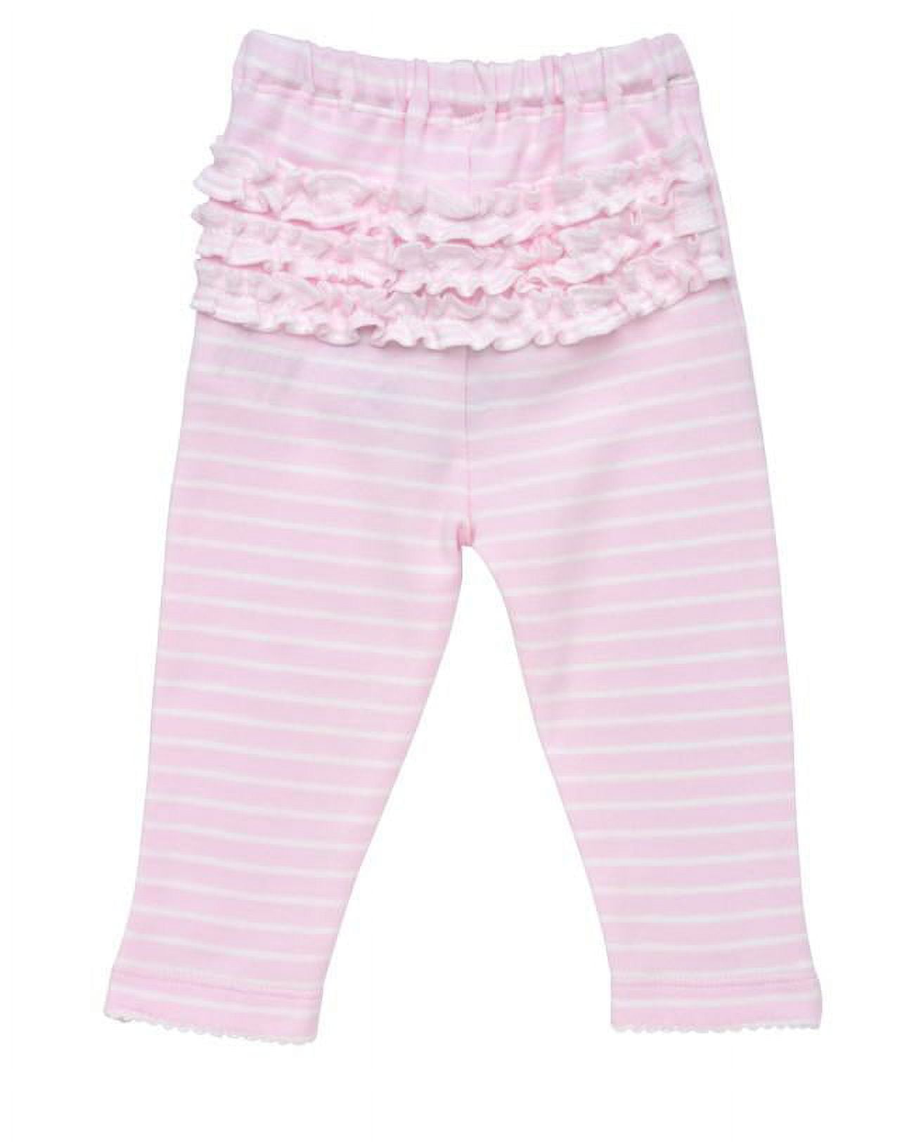 Baby Girl Organic Cotton Pale Pink Stripe Ruffle Back Leggings 