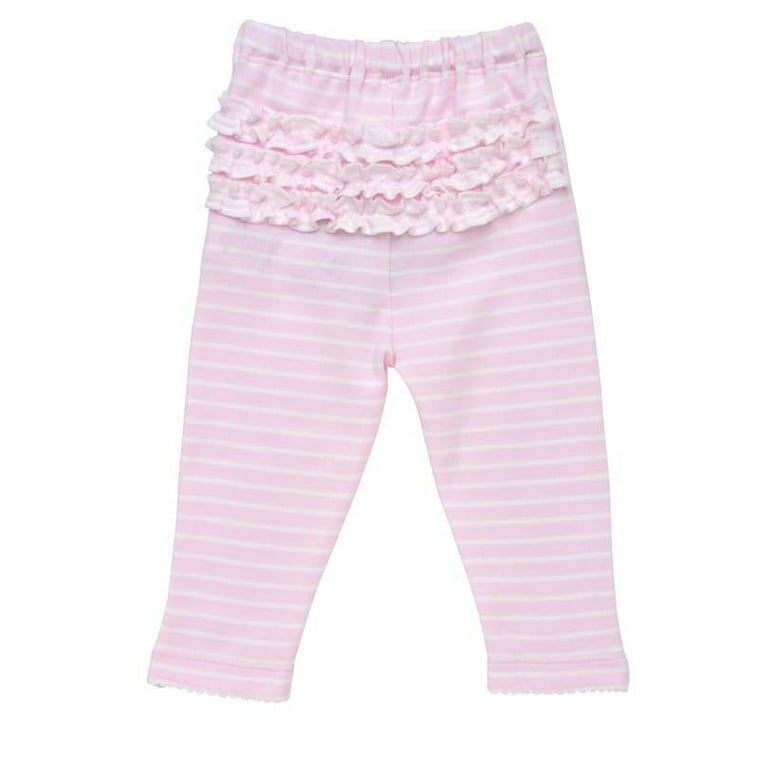 Baby Girl Organic Cotton Pale Pink Stripe Ruffle Back Leggings