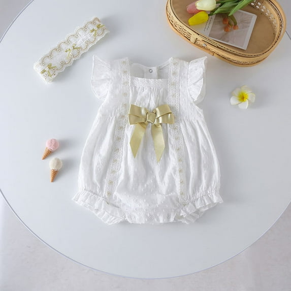Baby Girl Outfit Cute Pattern Embroider Ruffle Sleeveless Romper Bodysuit Funny Baby Clothes for Babies 9-12 Months