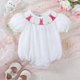 thumbnail image 1 of Baby Girl Outfit Cute Pattern Embroider Short Sleeve Bubble Romper Bodysuit Baby Clothes for Baby 3-6 Months, 1 of 8