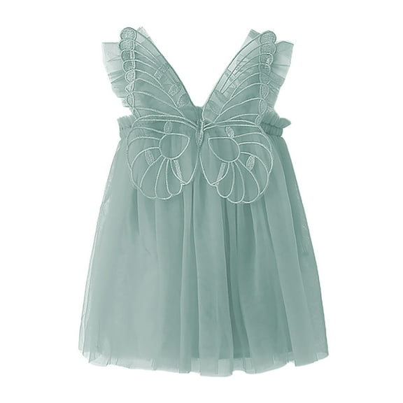 Baby Girl Outfit Mesh Tulle Flower Butterfly Embroidery Sleeveless Princess Dress 0 3 6 9 12 18 Months tutu for toddler girls 2t 3t