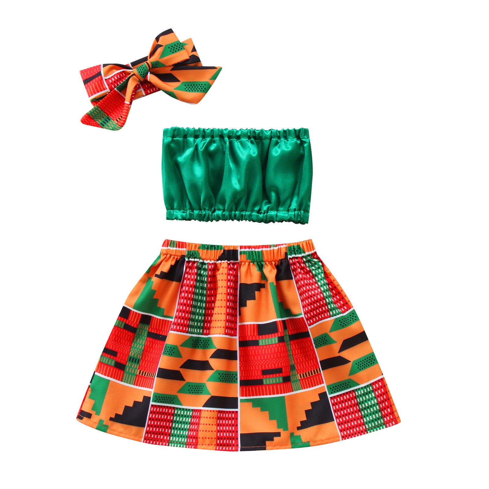 Baby Girl Outfit Sets 3Pcs Summer Headband Tops Dashiki Vest Ankara