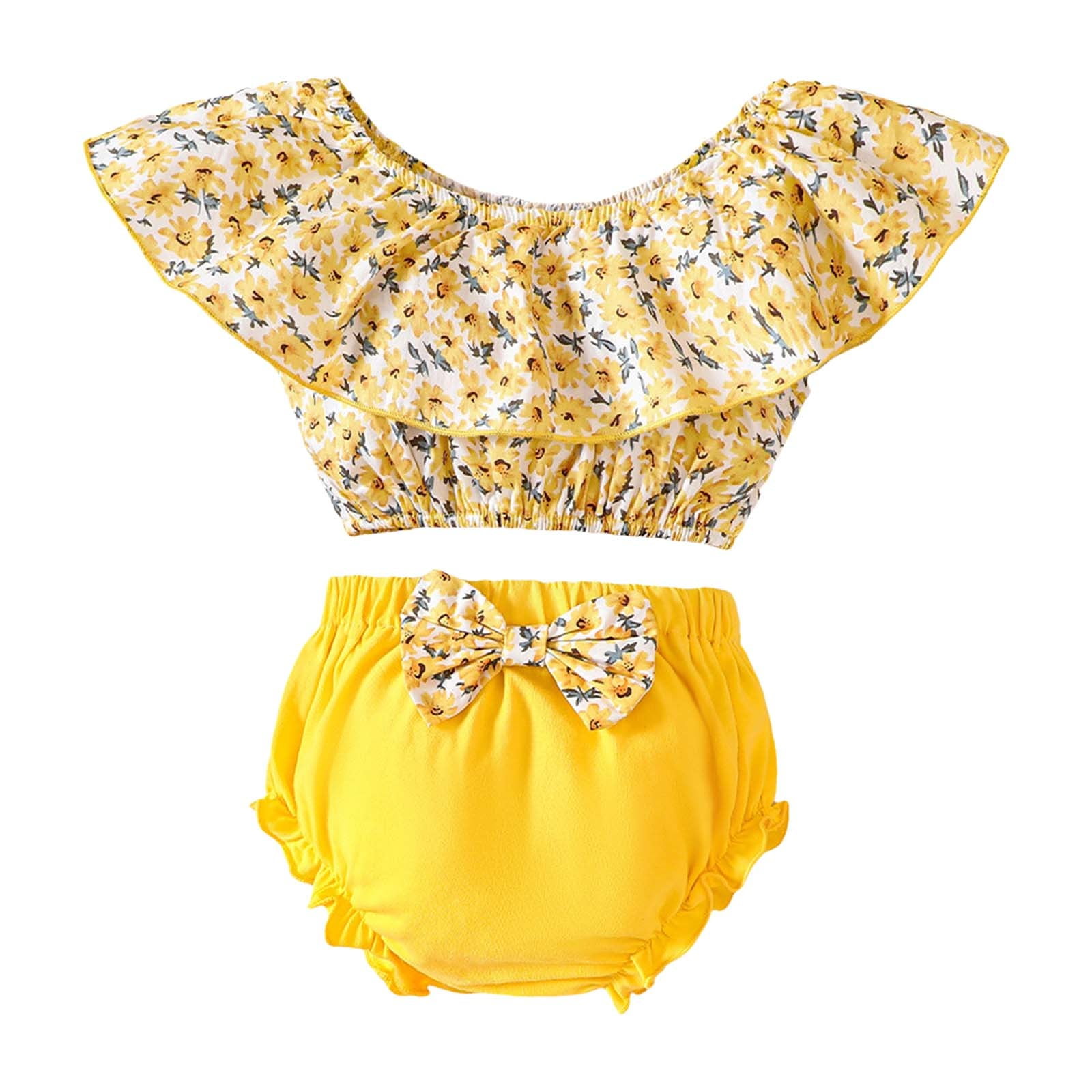 Summer Toddler Girls Clothing Sets Sweat Short Sleeve Flutter Baby...