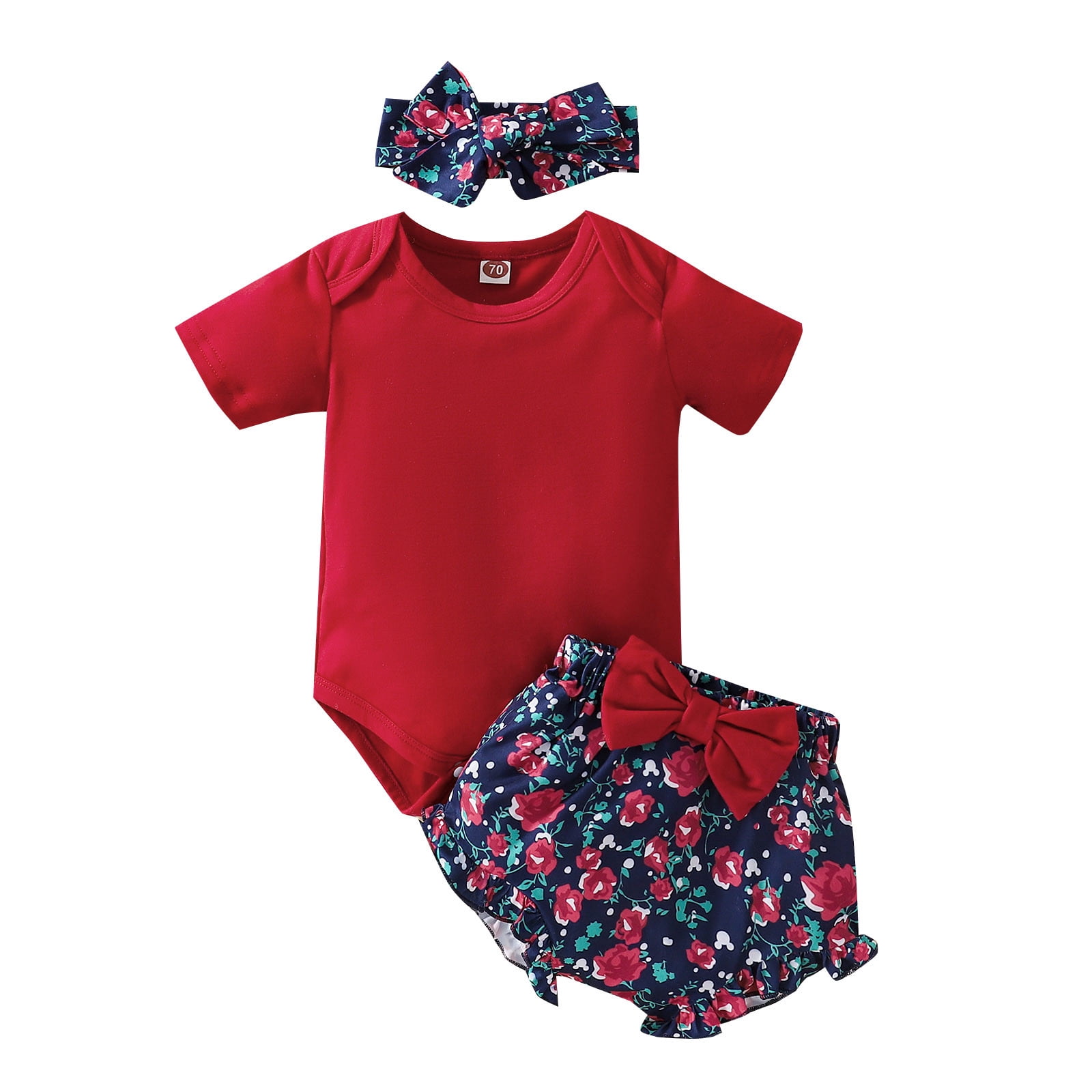 Baby Girl Outfit Sets Headbands 3M18M Floral Shorts Bodysuitt Short