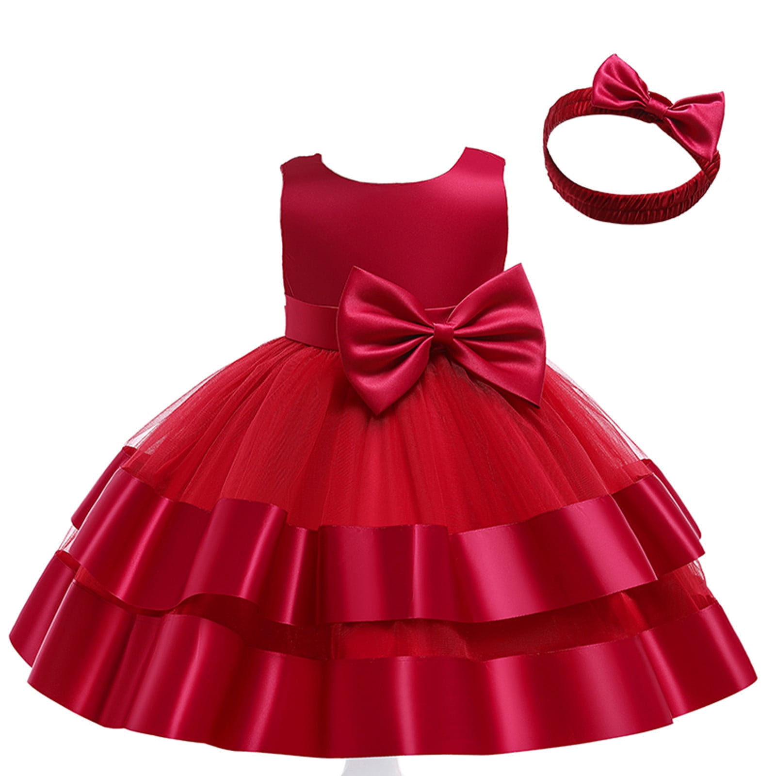 Baby Girl Outfit Sets Princess Pageant Dress Bowknot Sleeveless Tulle
