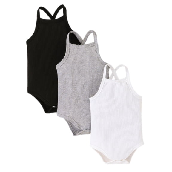 Baby Girl Outfit Solid Color Bodysuit Sleeveless Girl Baby Clothes for Boys 9-12 Months