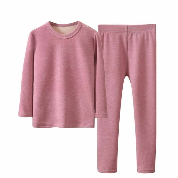 Baby Girl Outfits 0-3 Months Casual Children's Solid Color Cute Long Sleeved Round Neck Top and Pants Loose Home Clothes Pajama Set New Casual Matching Sets Purples 5T