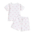 thumbnail image 1 of Baby Girl Outfits 18-24 Months Toddler Baby Girl Summer Outfit Bow Embroidery Short Sleeve T-Shirt Plaid Ruffle Shorts Set Little Girls Clothes, 1 of 9
