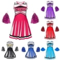 thumbnail image 1 of Baby Girl Outfits 3 Piece V Neck Sleeveless Letter Print Dress And Pom Poms for Cheerleading Performance Girls' Clothing Sets Hot Pink 7 Years-8 Years, 1 of 6