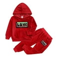 thumbnail image 1 of Baby Girl Outfits Baby Boys Autumn Winter Letter Cotton Long Sleeve Pants Hooded Sweatshirt Set Clothes Baby Girls' Clothing RD2 12 Months-18 Months, 1 of 2
