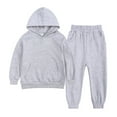 thumbnail image 1 of Baby Girls Tops 2Pcs Outfits Kids Sports Tracksuits Long Sleeve Pullover Hoodies Sweatshirt and Sweatpants Fall Winter Suit Oversized Knit Sweater Gray 3-4T, 1 of 9