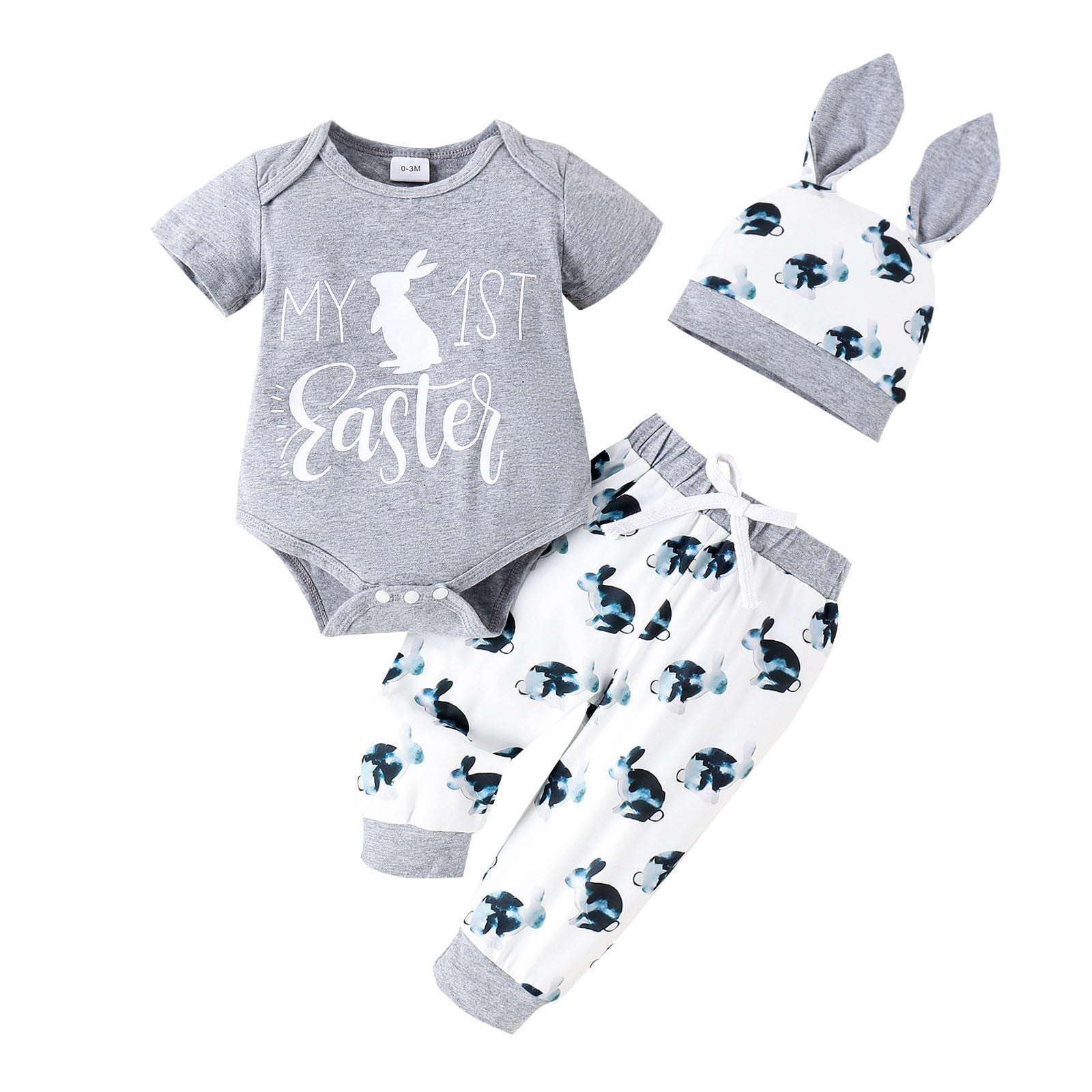 Baby Girl Outfits Clearance Boys Girls Short Sleeve Easter Rabbit