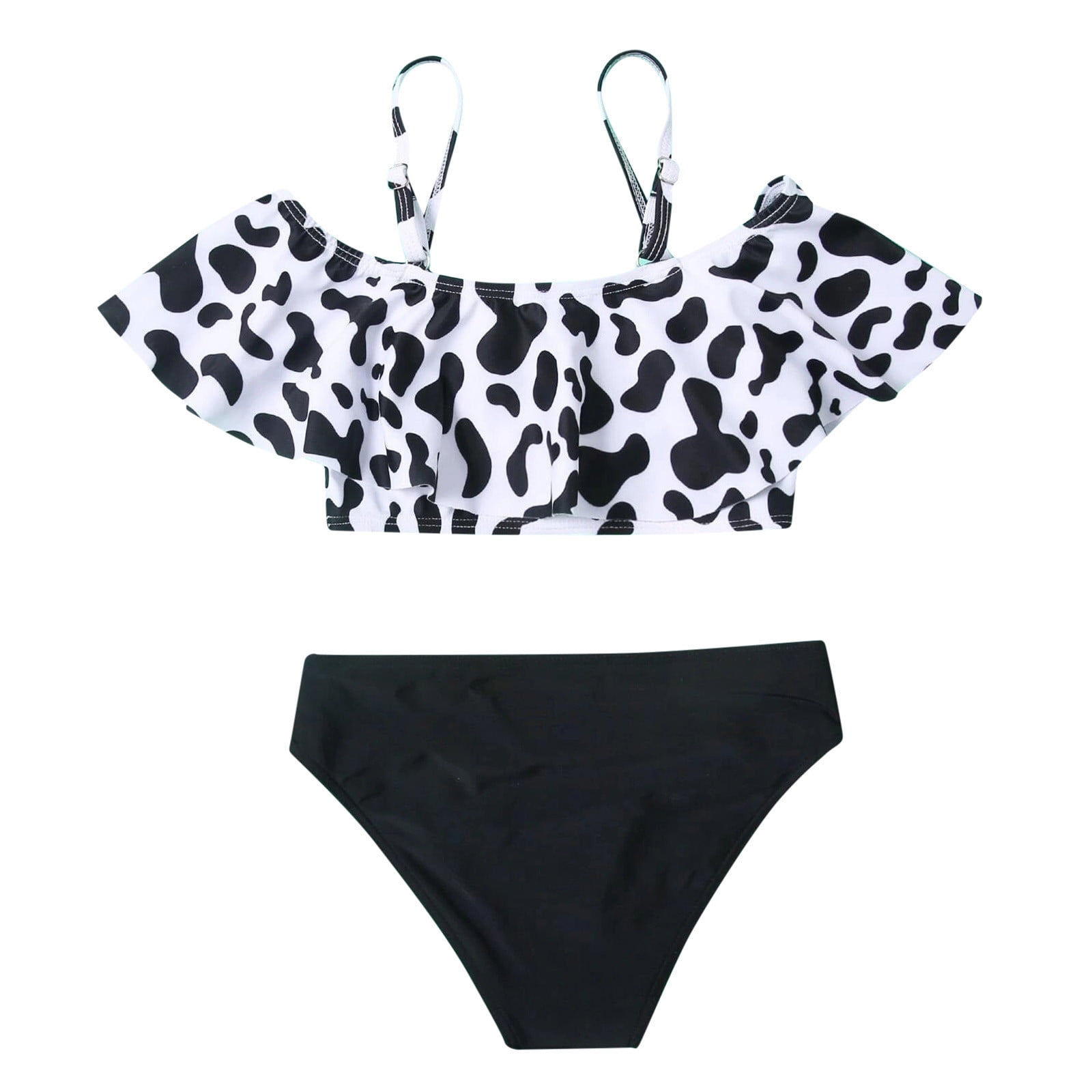 Baby Girl Outfits Cow Print Suspender Solid Color Shorts Summer 2PCS ...