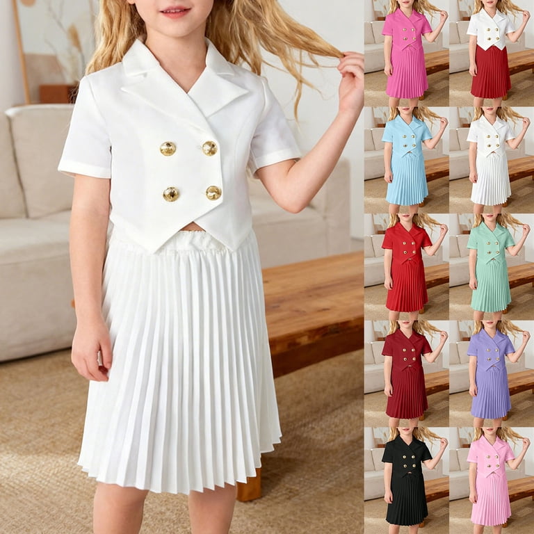 Baby Girl Outfits Fashion Blazer with Pleated Skirt 2 Piece Formal ...