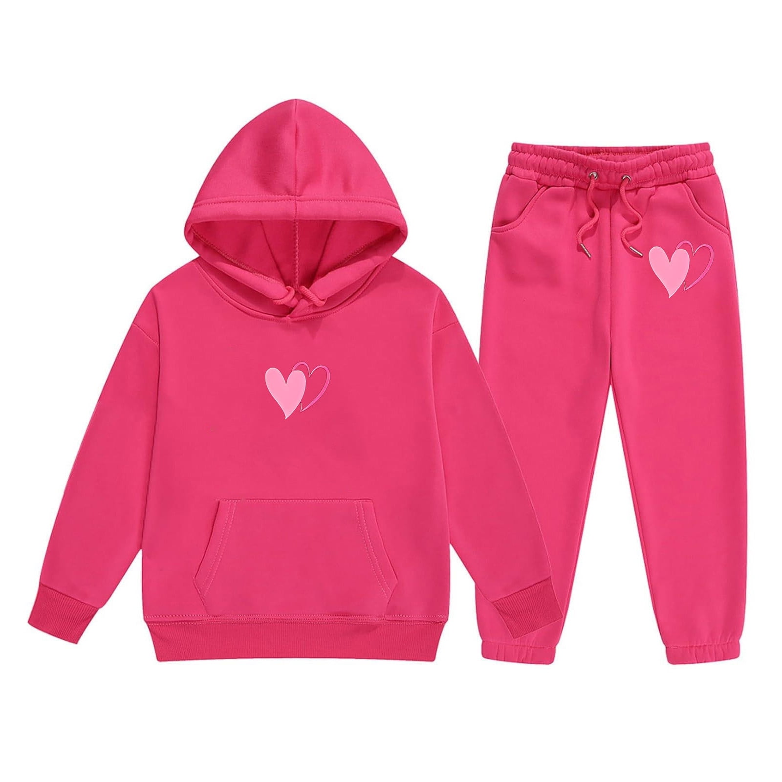 Baby Girl Outfits Girls Set Winter Fleece Hoodie Joggers Comfy Casual With Stylish Print Girl ...