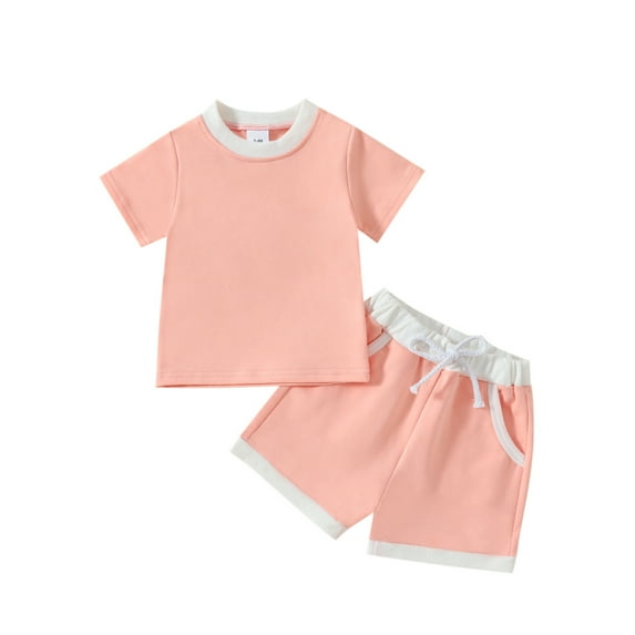 Baby Girl Outfits Girls Summer Short Sleeve Solid Sports T Shirt Tops Shorts Kids Clothes Red 12 Months-18 Months