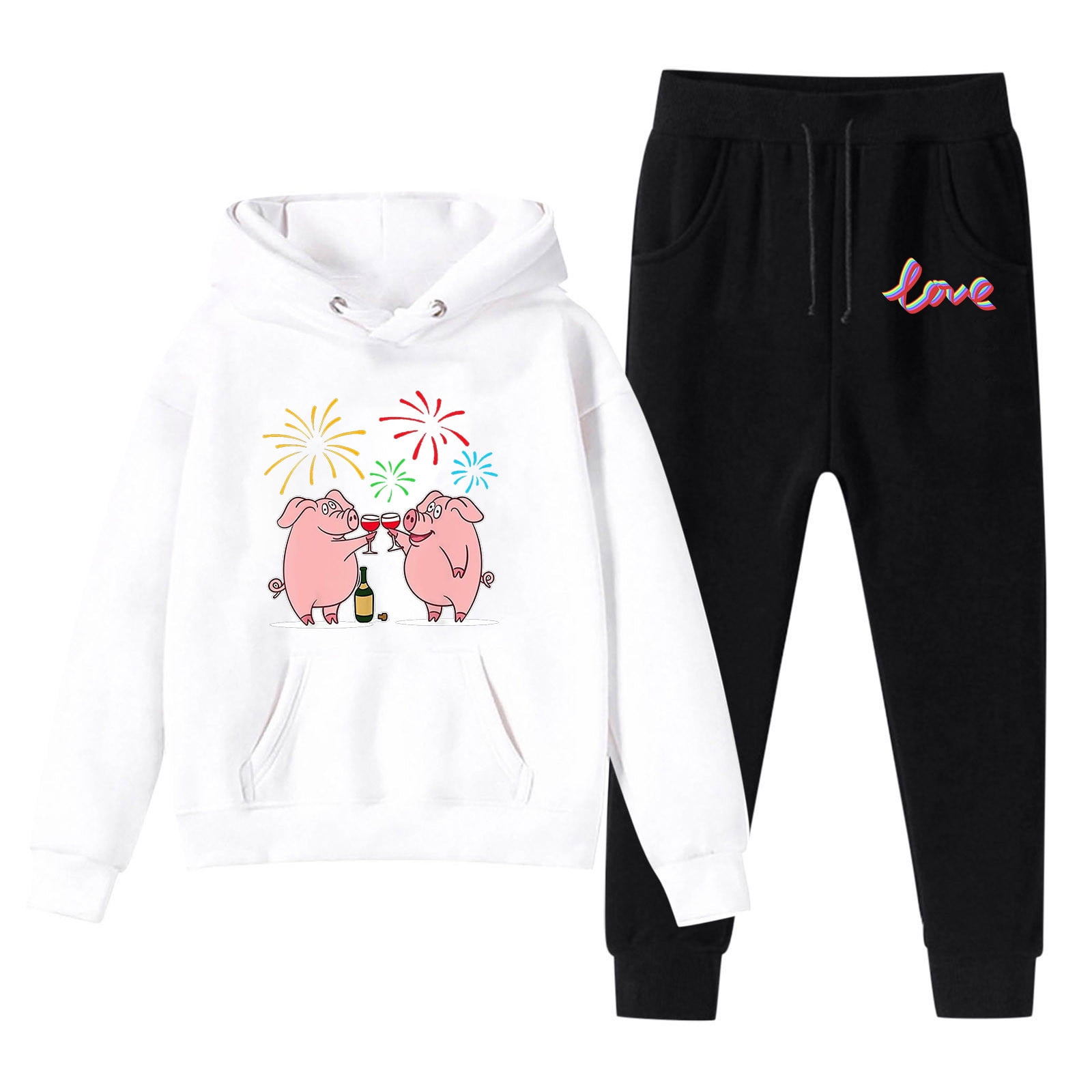 Baby Girl Outfits Hoodie Sweatshirt Sweatpants New Year Cartoon Pig ...