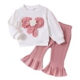 thumbnail image 1 of Baby Girl Outfits Kids Spring Print Knitted Long Sleeved Floral Tape Tops Bottom Outfits Girl Baby Clothes White 12 Months-18 Months, 1 of 7
