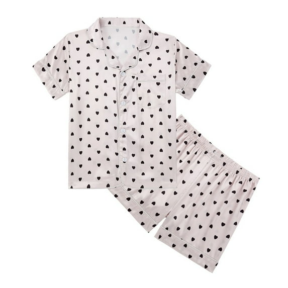 Baby Girl Outfits Kids Toddler Cartoon Print Short Sleeve Shorts Sleepwear Pajamas Casual Set Size 9-10 Y