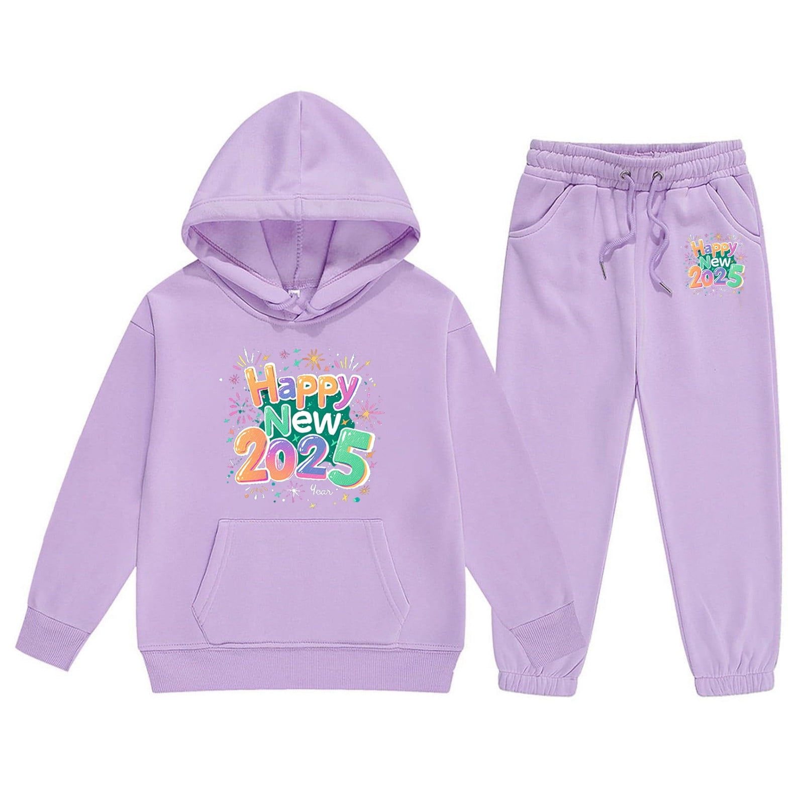 Baby Girl Outfits Long Sleeve 2025 New Year Letter Print Hooded