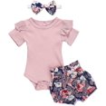 thumbnail image 1 of Baby Girl Outfits Short Ruffle Romper Floral Pants Summer Outfits Cute Baby Girl Clothes 3-6 Months, 1 of 7
