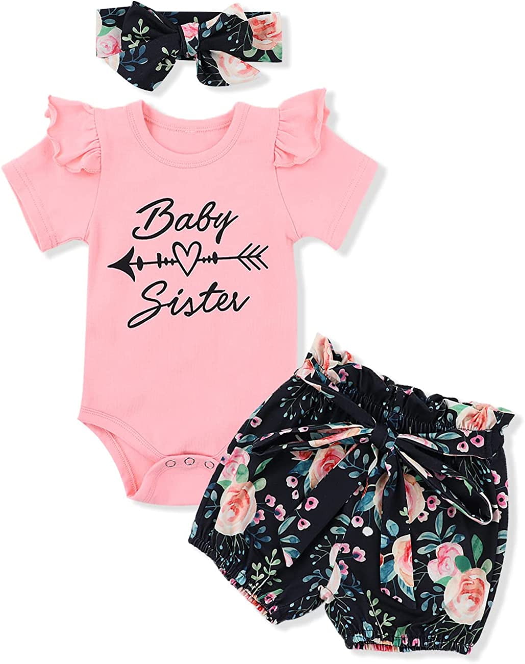 Baby Girl Outfits Short Ruffle Romper Floral Pants Summer Outfits Cute Baby Girl Clothes 3-6 Months
