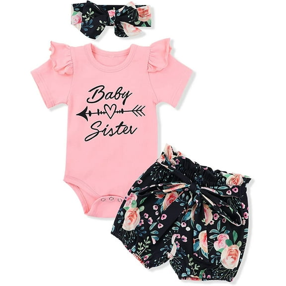 Baby Girl Outfits Short Ruffle Romper Floral Pants Summer Outfits Cute Baby Girl Clothes 3-6 Months