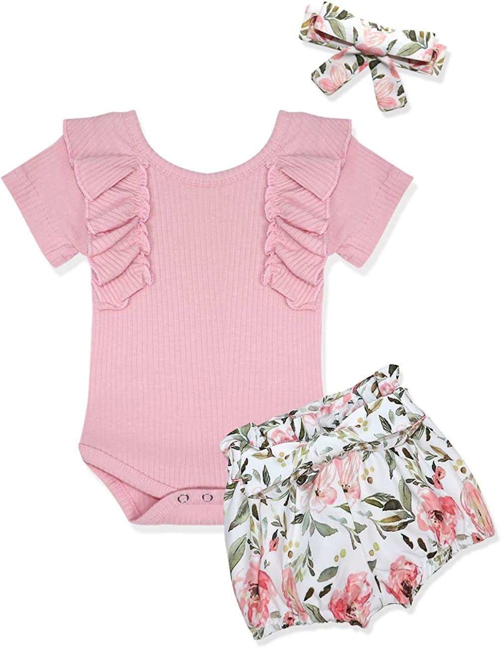 Baby Girl Outfits Short Ruffle Romper Floral Pants Summer Outfits Cute Baby Girl Clothes 6-12 Months