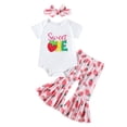 thumbnail image 1 of Baby Girl Outfits Short Sleeve Strawberry Embroider Romper Bodysuit Bottoms Pants Outfits Girl Baby Clothes White 6 Months-12 Months, 1 of 1