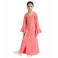 thumbnail image 1 of Baby Girl Outfits Size 7-8 Kids Long Sleeve Kaftan Maxi Prayer Clothes Muslim Dresses Abaya Girls Clothing Set Watermelon Red, 1 of 5